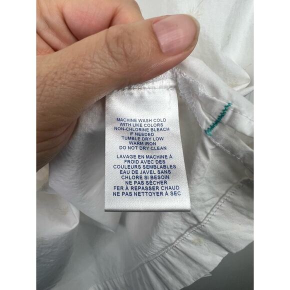 Caribbean Joe White w Off White Embroidered Palm Trees Short Sleeve Large - Picture 7 of 9